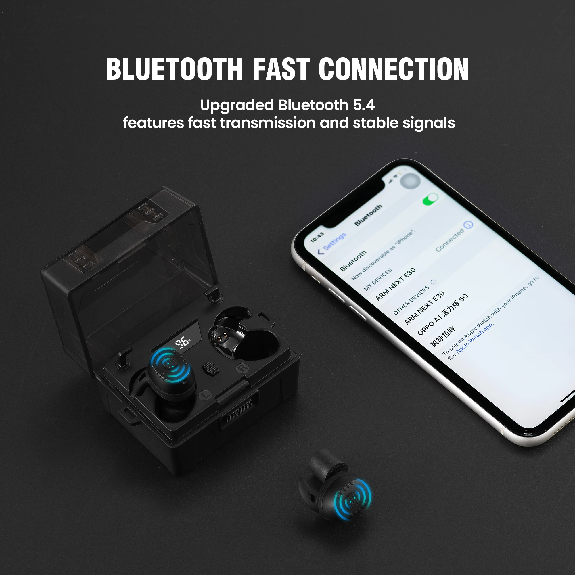 Shooting Earplugs ANC NRR27dB - Tactical Bluetooth Earbuds with Active Noise Cancelling for Hunting Military Ear Protection​