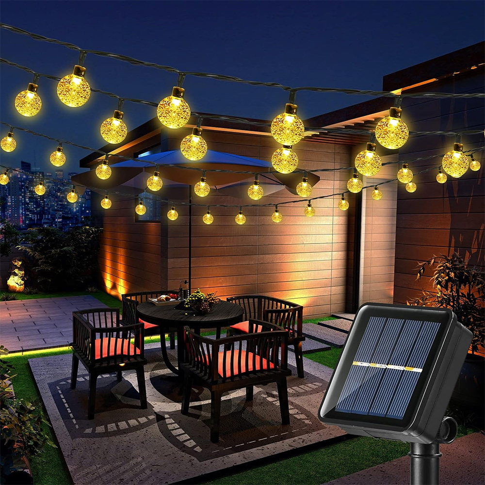 1pc 太陽光発電バブルボール LED ストリングライト 20LED/30LED/50LED 防水屋外庭の廊下中庭の装飾