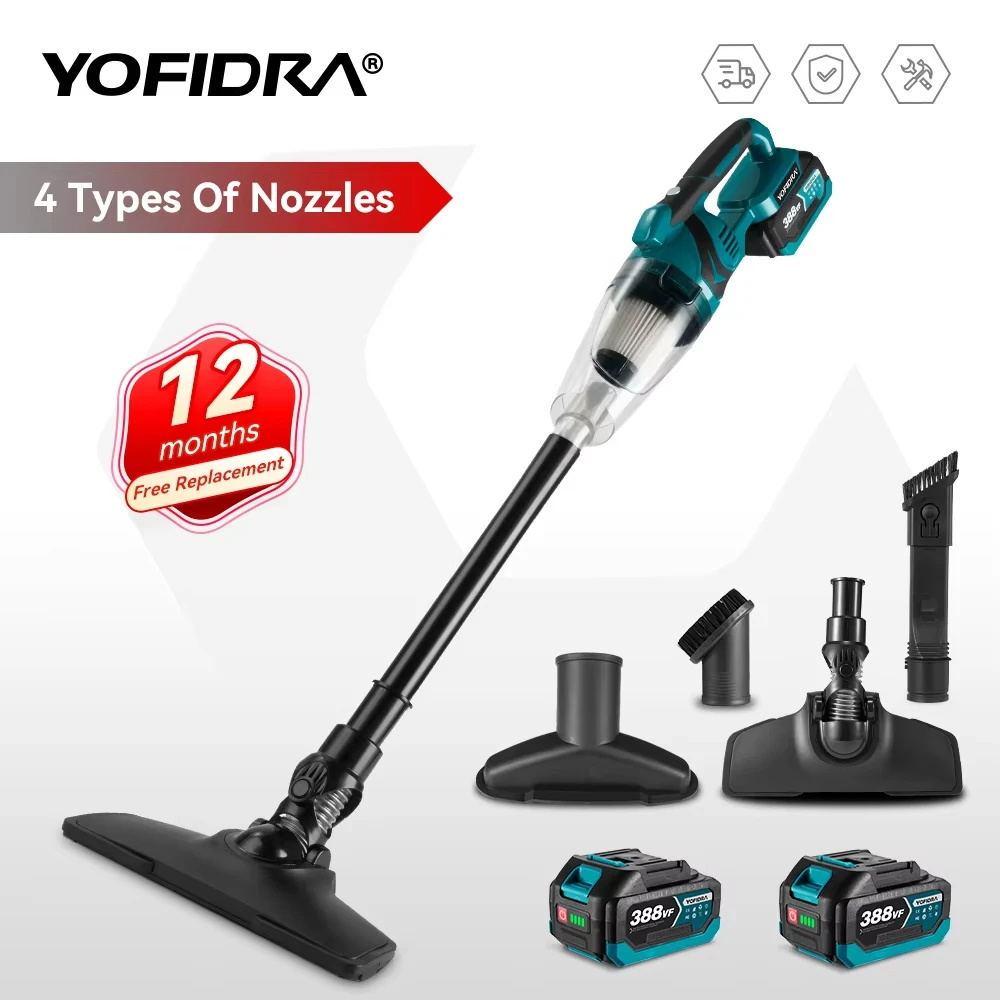 Yofidra 1500 W kabelloser elektrischer Handstaubsauger, wiederaufladbares Reinigungswerkzeug für Zuhause, Tierhaare, für Makita 18 V Akku-Pin