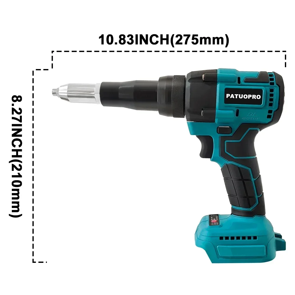 Brushless ไฟฟ้าตาบอด Rivet Gun 2.4-5.0mm Rivet Nut Gun ไร้สายแบบพกพา Rivet Gun เครื่องมือสําหรับ Makita 18V แบตเตอรี่ (ไม่มีแบตเตอรี่)