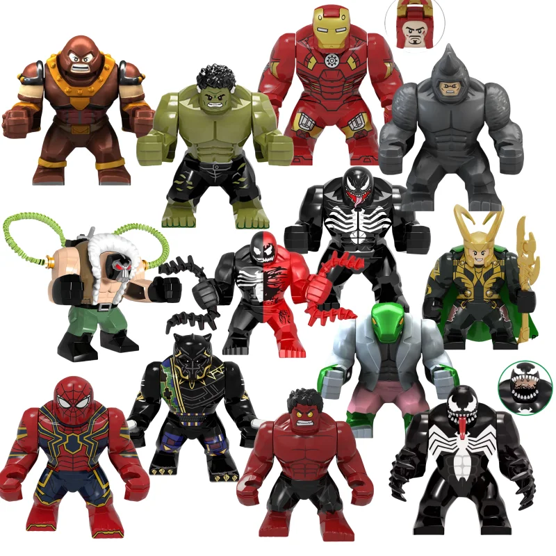 Bloques de construcción de Disney, Mini figuras en miniatura, gran duende, Spiderman, Iron Man, Venom, capitán Hawk, Deadpool, armadura técnica, juguetes de regalo de ciudad