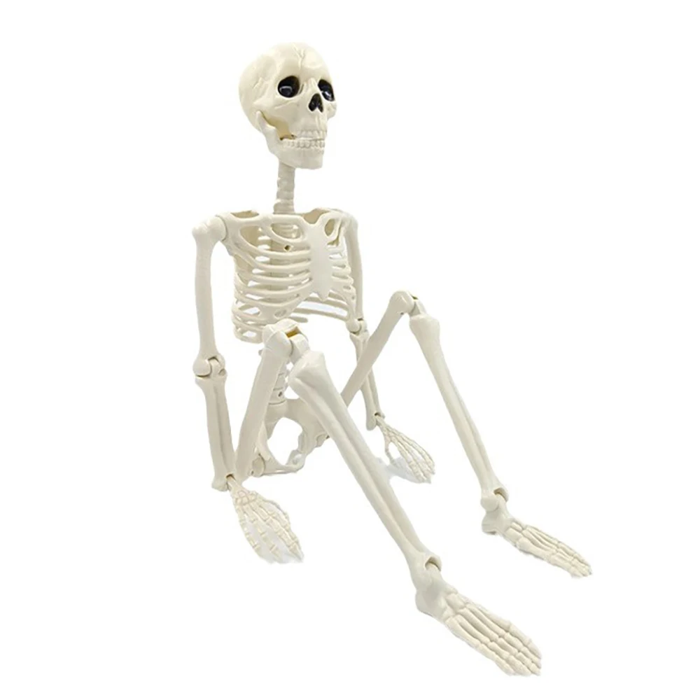 Esqueleto de decoraciones de Halloween, esqueleto de forma humana portátil, decoración de terror de hueso falso de Halloween