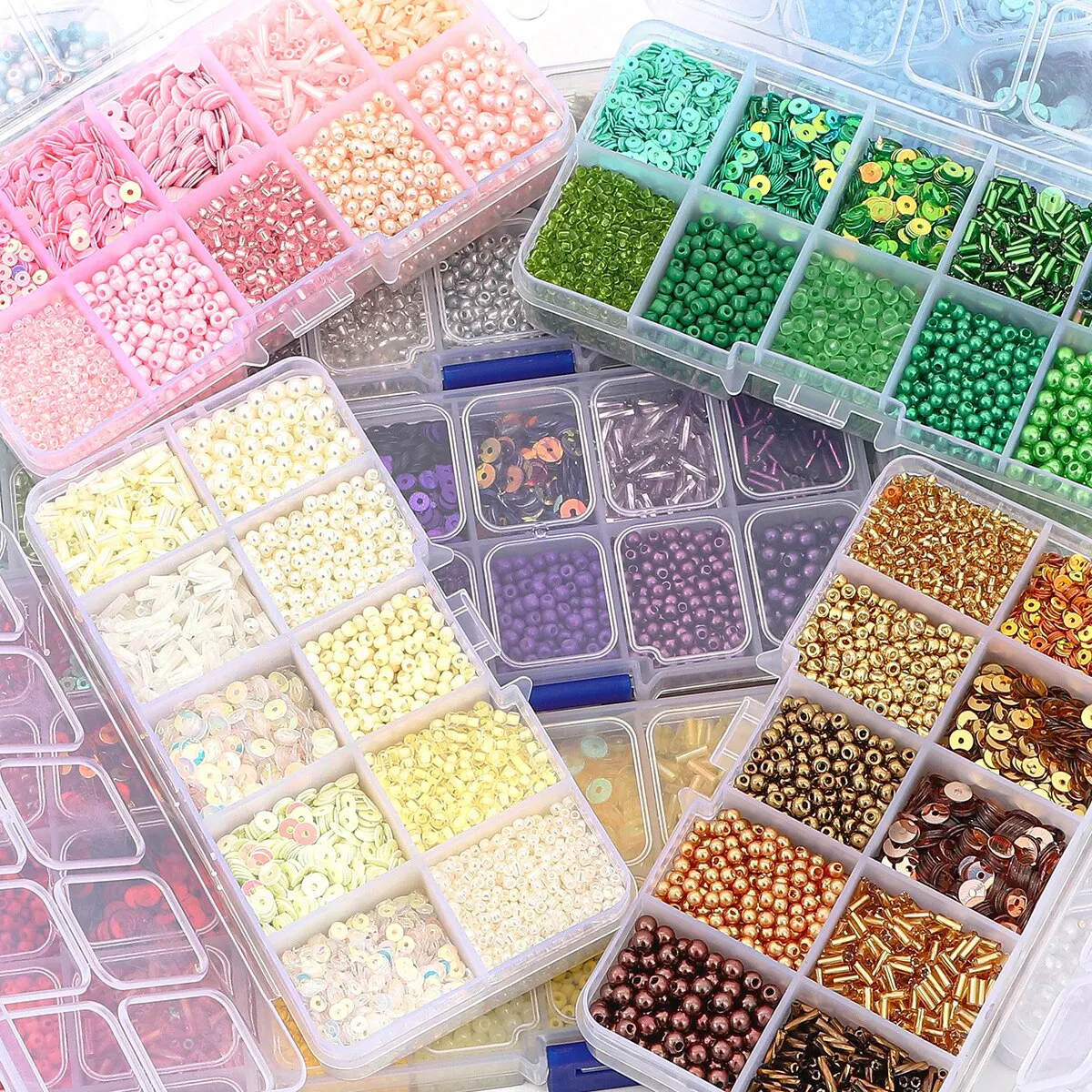 120 g/caja de lentejuelas de perlas de arroz multicolor, bolsa de Material de perlas de imitación hecha a mano, accesorios para collar y pulsera con cuentas