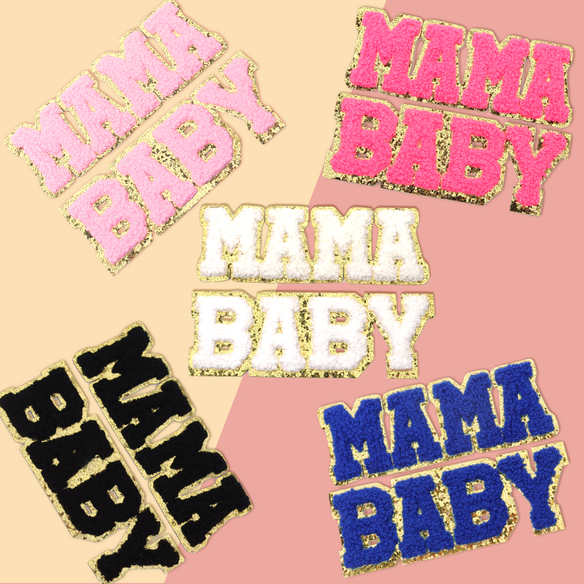 2 stücke BABY MAMA Brief Patches Handtuch Stickerei Bügeln Patches Für DIY Handwerk Kleidung Jeans Applique Aufkleber Nähen Patches