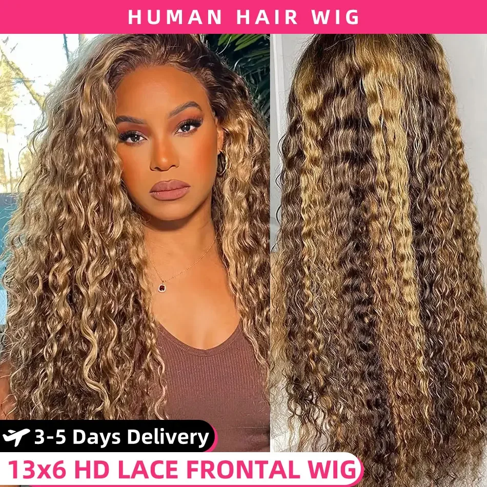 Peluca resaltada de cabello humano de onda profunda 13x6, peluca Frontal de encaje resaltado, cabello humano 13x4, peluca con malla Frontal ombré, pelucas frontales destacadas