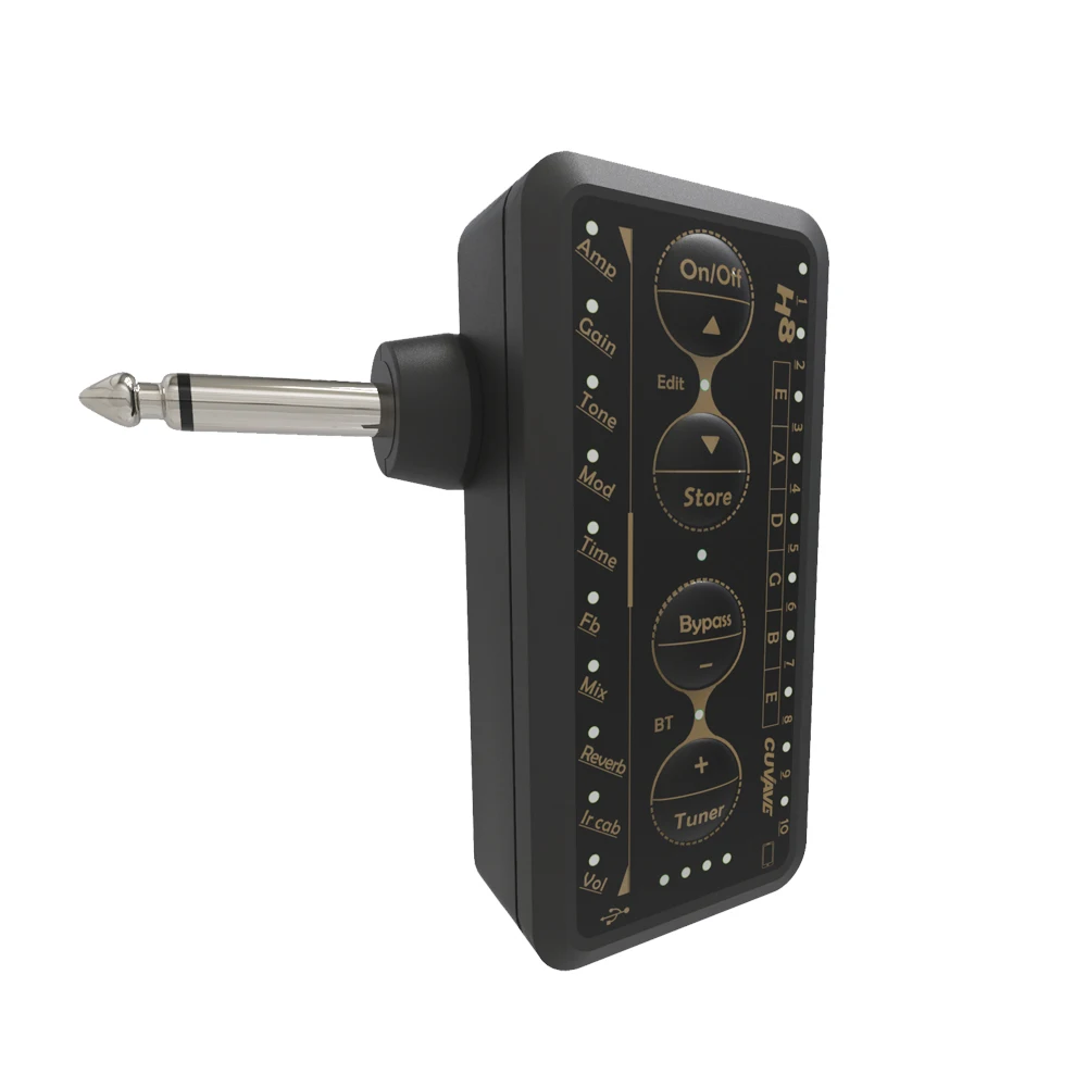 Cuvave-miniamplificador de auriculares para guitarra, amplificador combinado de sonido de Bajo Eléctrico acústico, tablero de Pedal de retardo H8, Pa-1