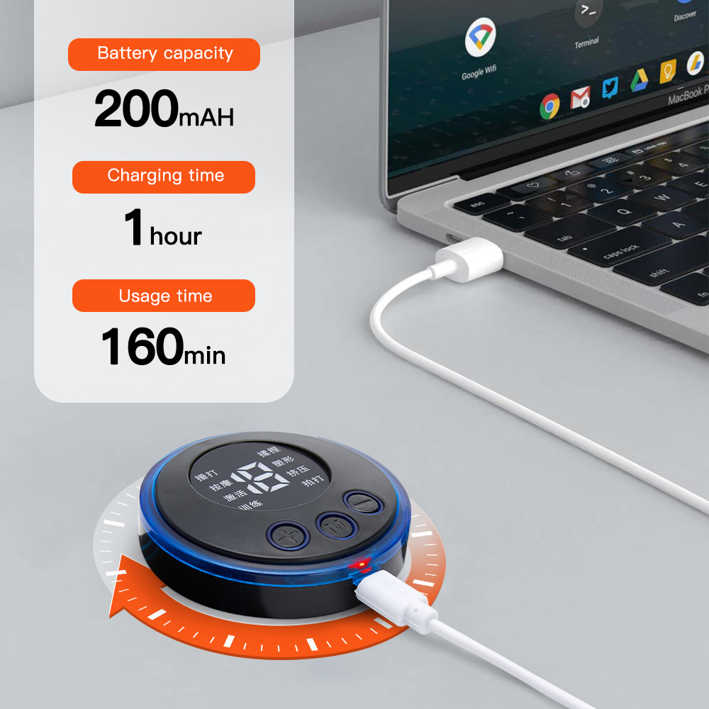 Masajeador eléctrico EMS con pantalla LCD, parche Cervical para cuello y espalda, Estimulador muscular de pulso de 8 modos, alivio del dolor portátil