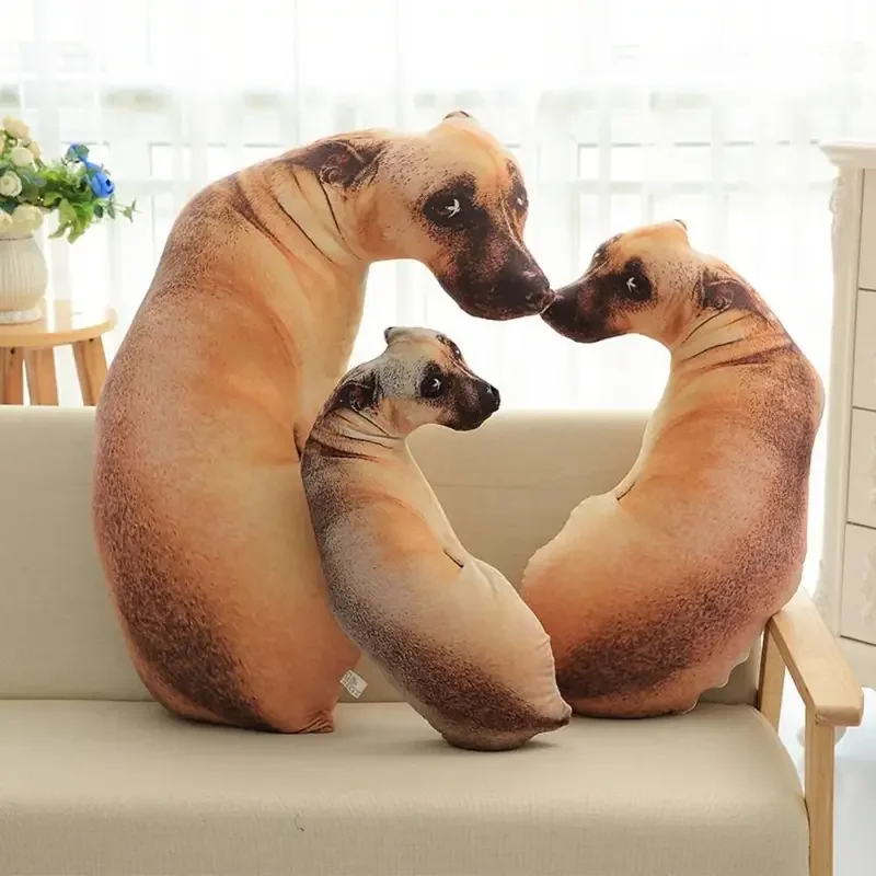Almohada con estampado de perro curvo, Animal realista en 3D, cabeza de perro divertida, Cosplay, juguete favorito para niños, cojín para el hogar