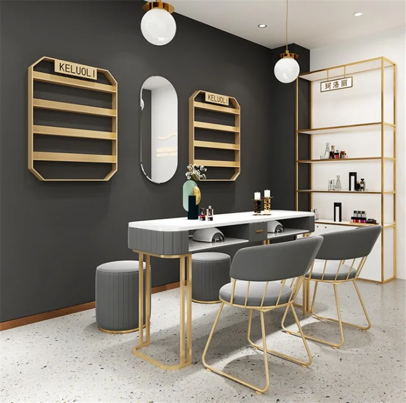 Juego de mesa y silla para manicura Nordic INS, mesa de manicura de doble capa, sencilla y moderna, superventas