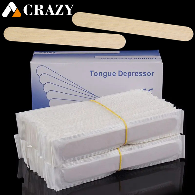 Abpresor de lengua de madera desechable para tatuaje, embalaje de papel individual para tatuaje, palo de cera, accesorios para tatuaje, 100/50/5 Uds.