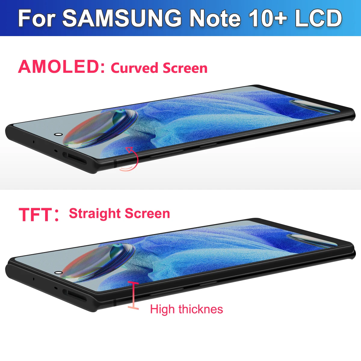 Super AMOLED Display For Samsung Note 10 Plus 4G 5G Display Touch Screen Note10+ N975F N976F LCD Support S Pen Fingerprint Work