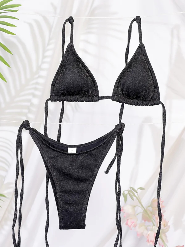 Miyouj Glanzende Bikini Set Driehoek Bikini Bandage Badpak Vrouwen Tweedelige Badmode Zomer Biquini Nieuwe Beachwear