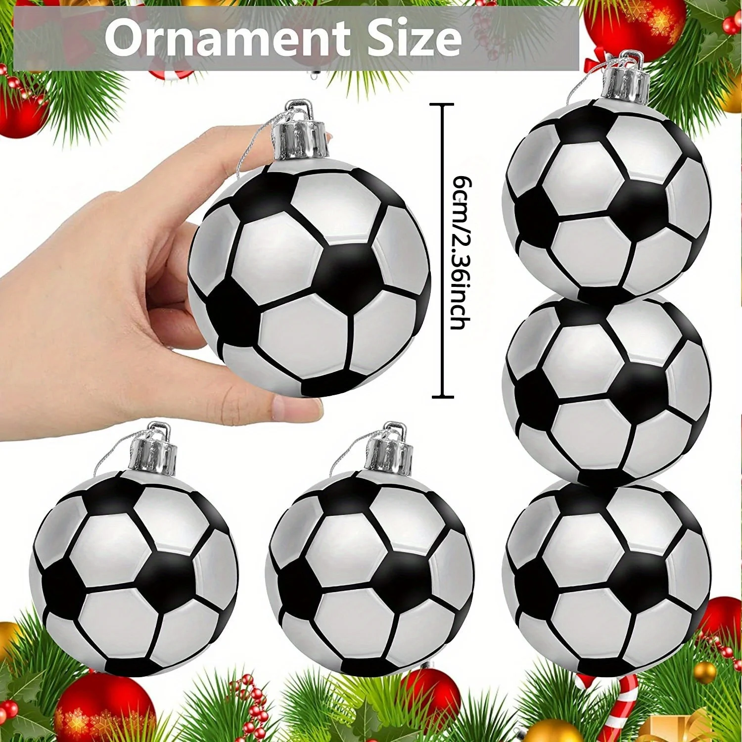 6 uds. De dijes de balón de fútbol, baloncesto, Rugby, bolas de árbol de Navidad, decoración, accesorios de decoración para fiesta de cumpleaños