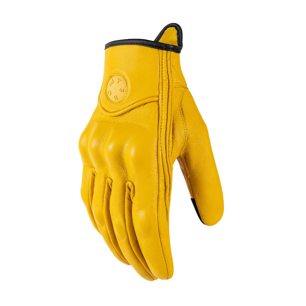 Universal Motorcycle Gloves Genuine Sheepskin Leather Touchscreen Vintage Crash-Resistant Breathable for Summer Riding Men Women