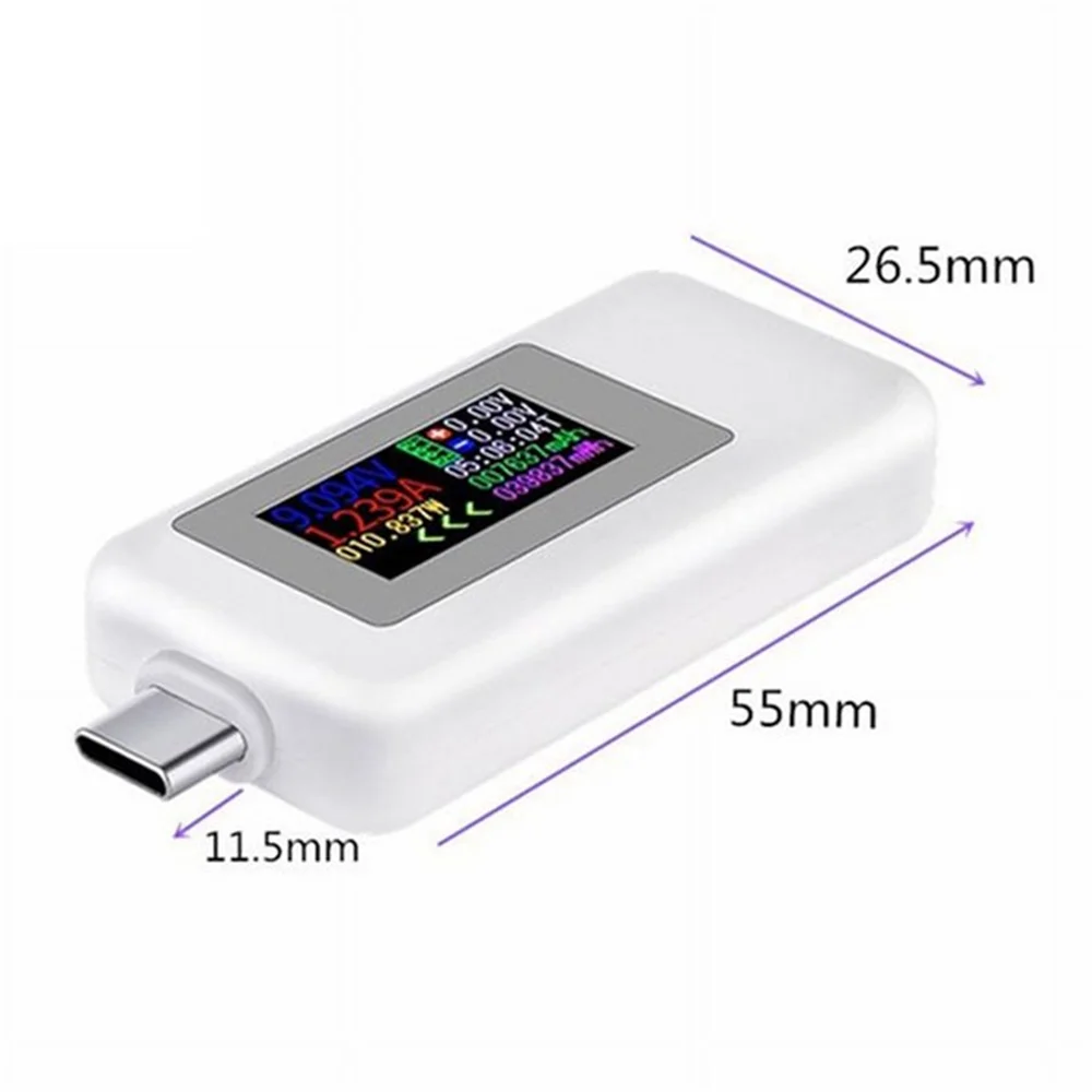 10 in 1 USB 테스트 미터 Type-C 다채로운 디스플레이 USB 테스터 AC 미터 전류 전압 모니터 전력계