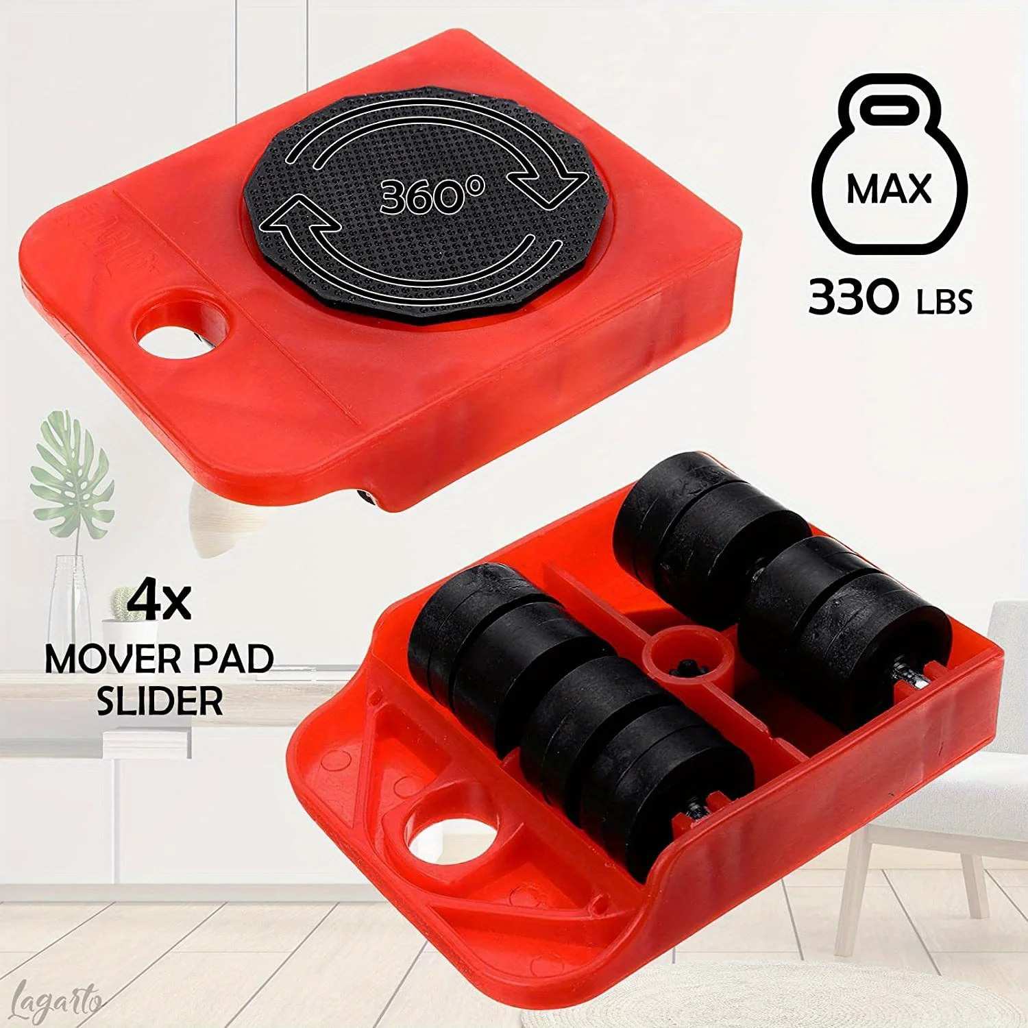 Furniture Lifting and Handling Tool, 360° Swivel Cushion, Easily Move Sofas, Durable Plastic and Carbon Steel, Moving Tool