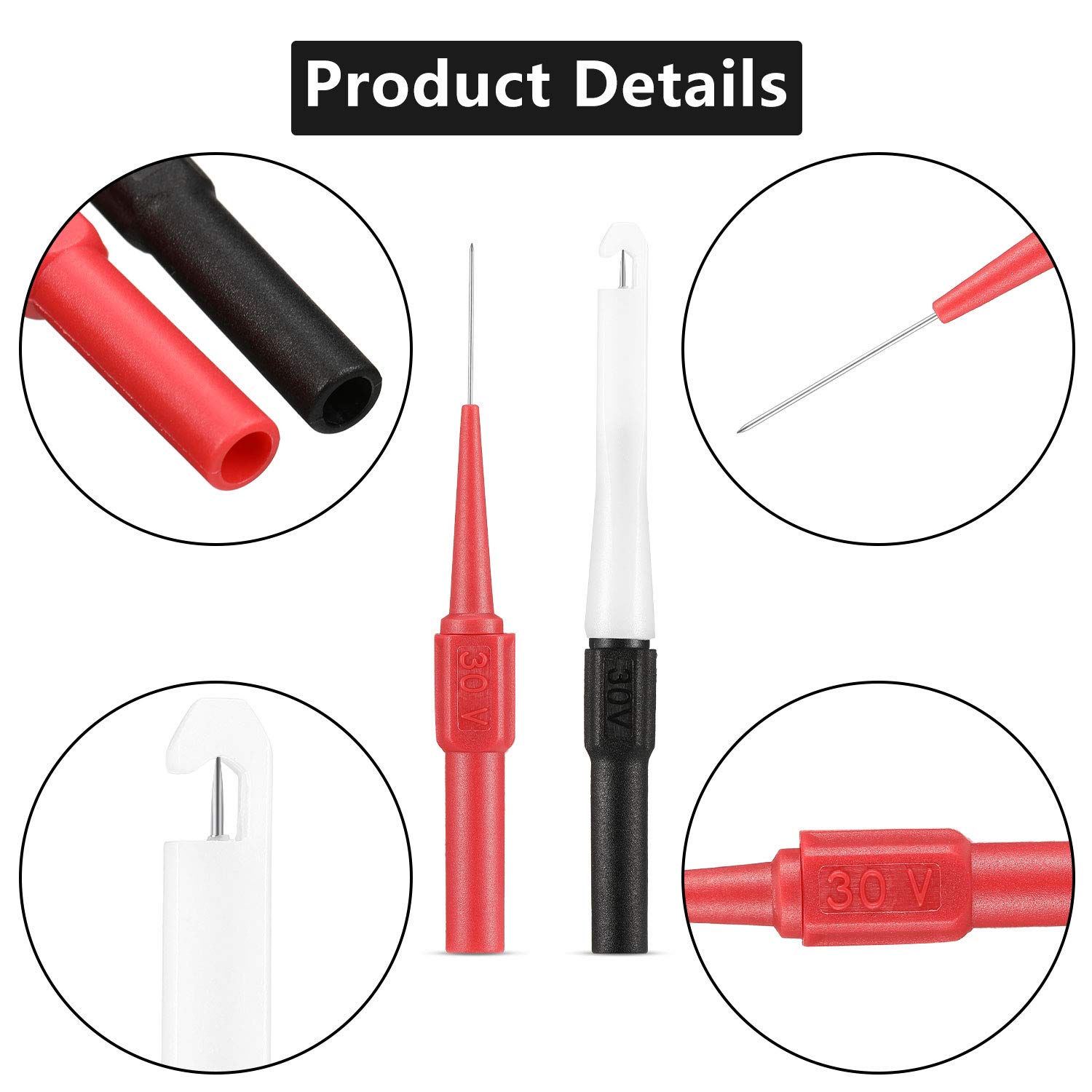 Juego de prueba de multímetro de 19 piezas, sondas traseras de aislamiento automotrices para prueba de multímetro, enchufe tipo banana, probador de coche