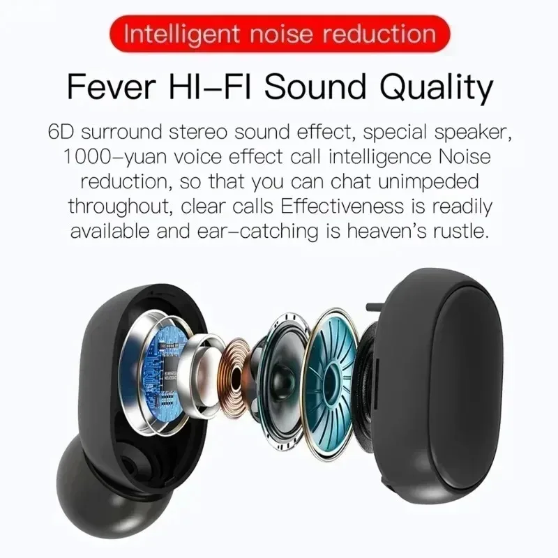 Tws e6s fone bluetooth fones de ouvido sem fio bluetooth com cancelamento ruído com microfone para xiaomi redmi