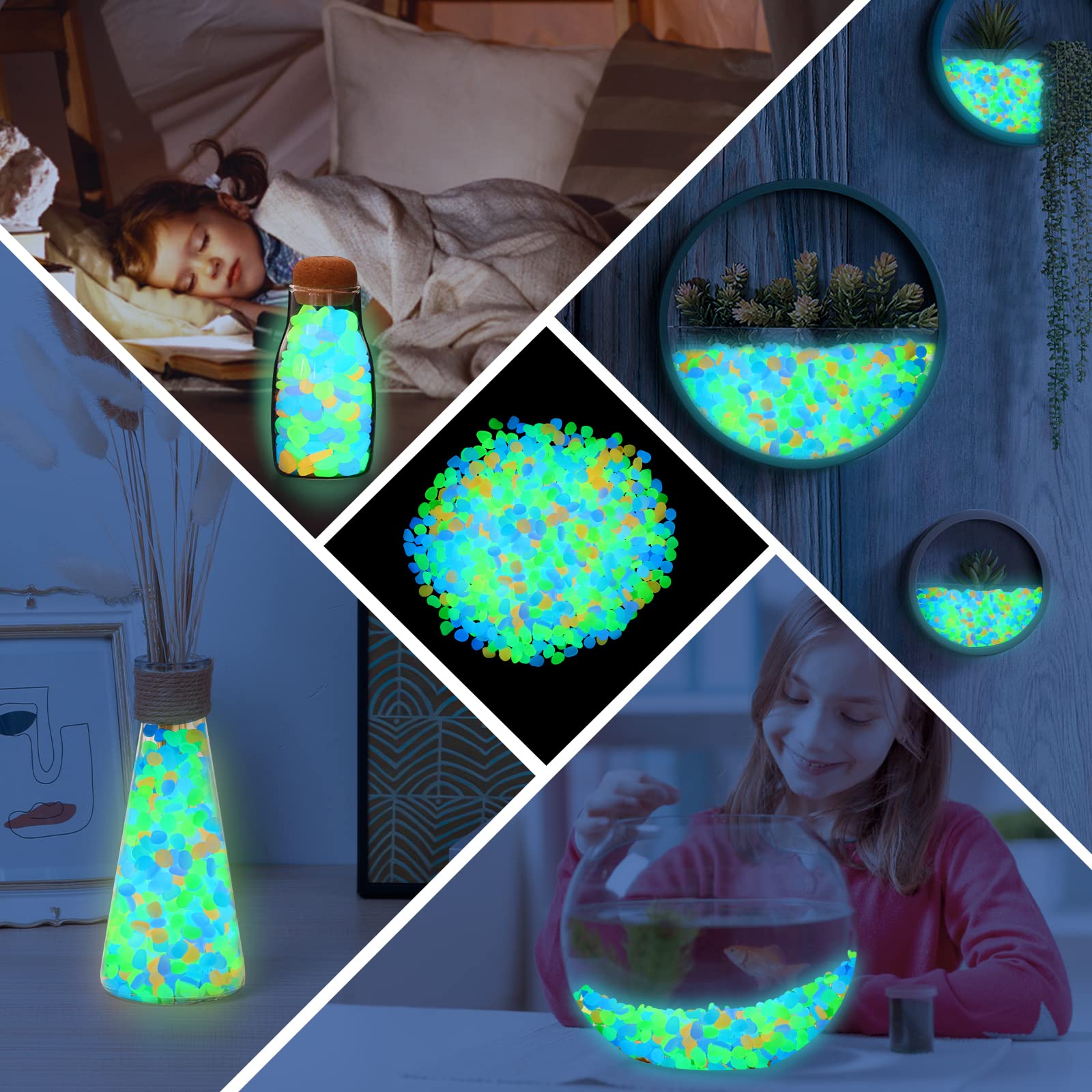 100 ชิ้น Luminous Rock, หิน Luminous Dark Garden Pebbles, ทางเท้าตกแต่งถังปลา, พิพิธภัณฑ์สัตว์น้ํา, ถังปลา loom