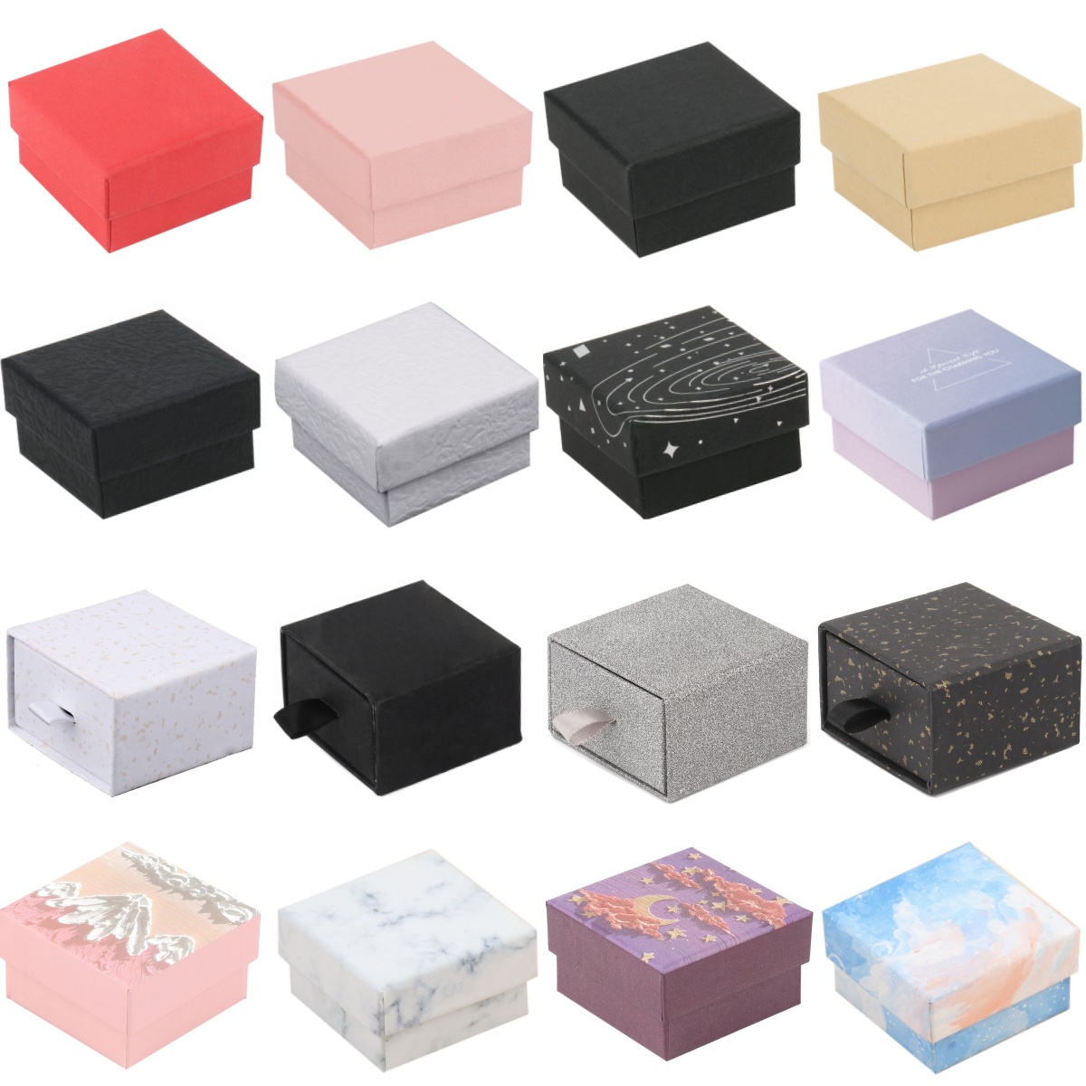 1PC 5x5x3cm Paper Jewelry Box Ring Earring Box Handmde Kraft Wedding Gifts Bracelet Necklace Packaging Box Jewelry Accessories