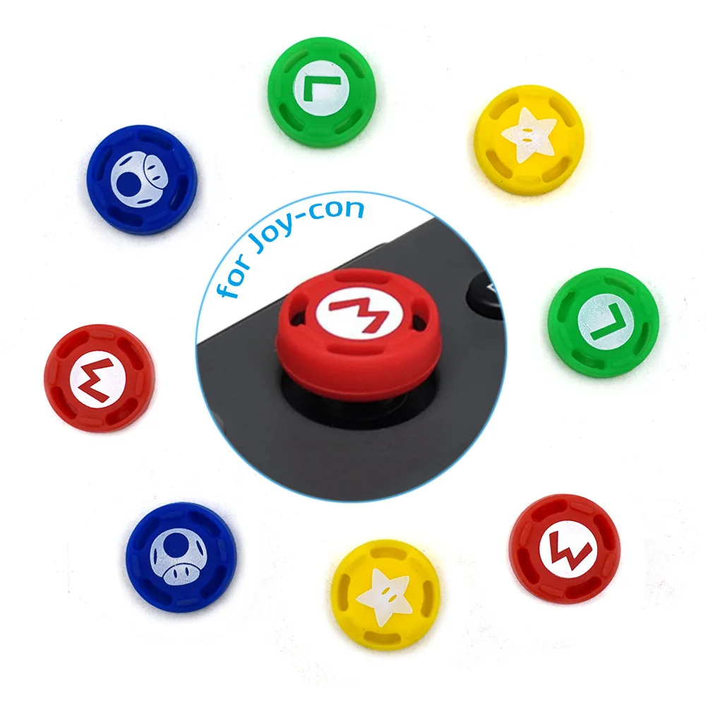8pcs ซิลิโคนน่ารักการ์ตูน Thumb Stick Grips สําหรับสวิทช์ Oled Joy Con Controller NS Lite จอยสติ๊กฝาครอบ Protector
