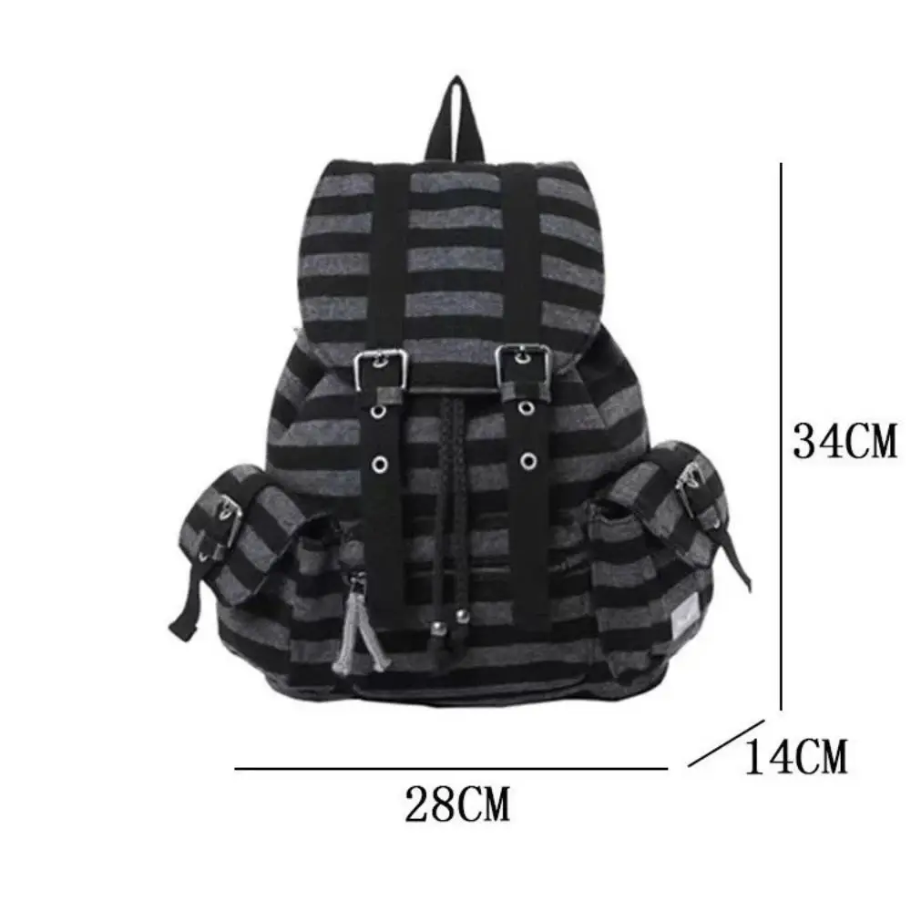 Mochilas de estilo coreano de alta calidad, diseño con cordón, mochilas informales de gran capacidad, bolsas de mano suaves y planas a rayas