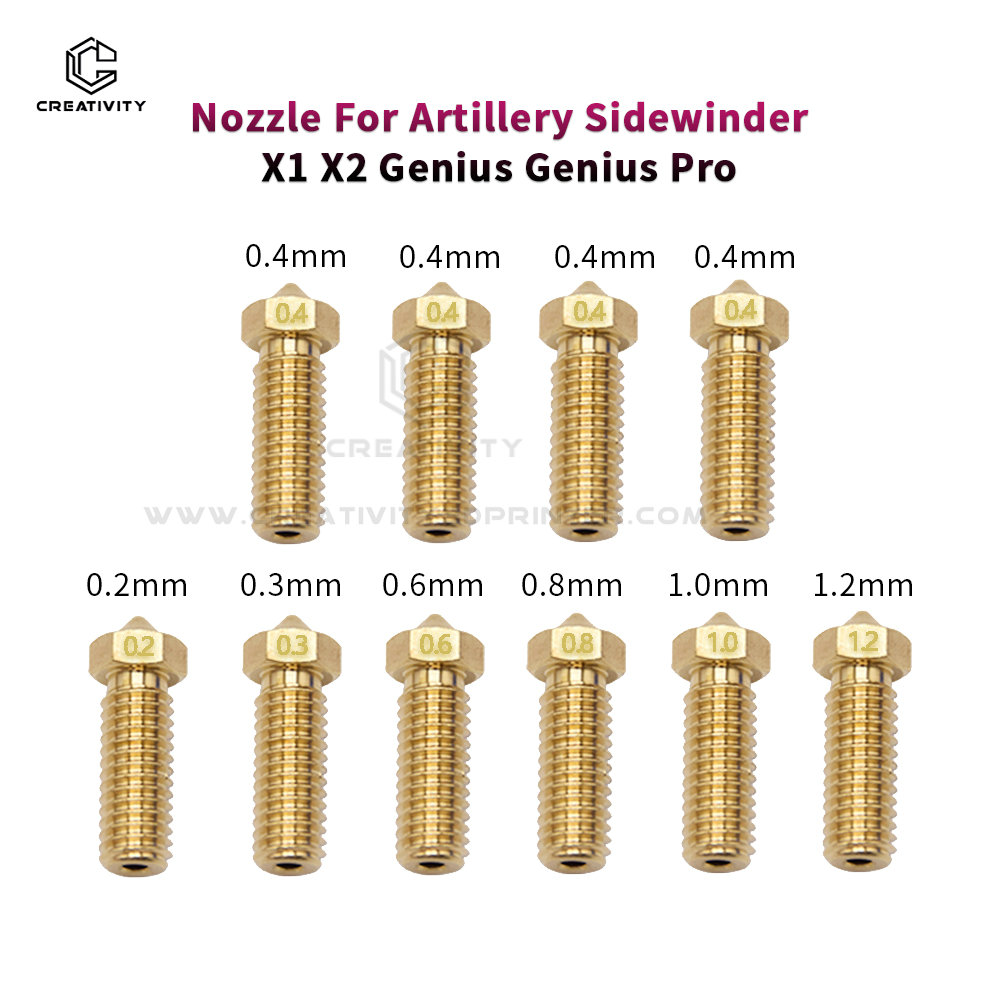 Volcano หัวฉีดสําหรับปืนใหญ่ Sidewinder X1 & X2 Genius Pro Vyper Kobra Plus, สูงสุด 1.75 มม. Filament M6 ด้าย Hotend หัวฉีดทองเหลือง