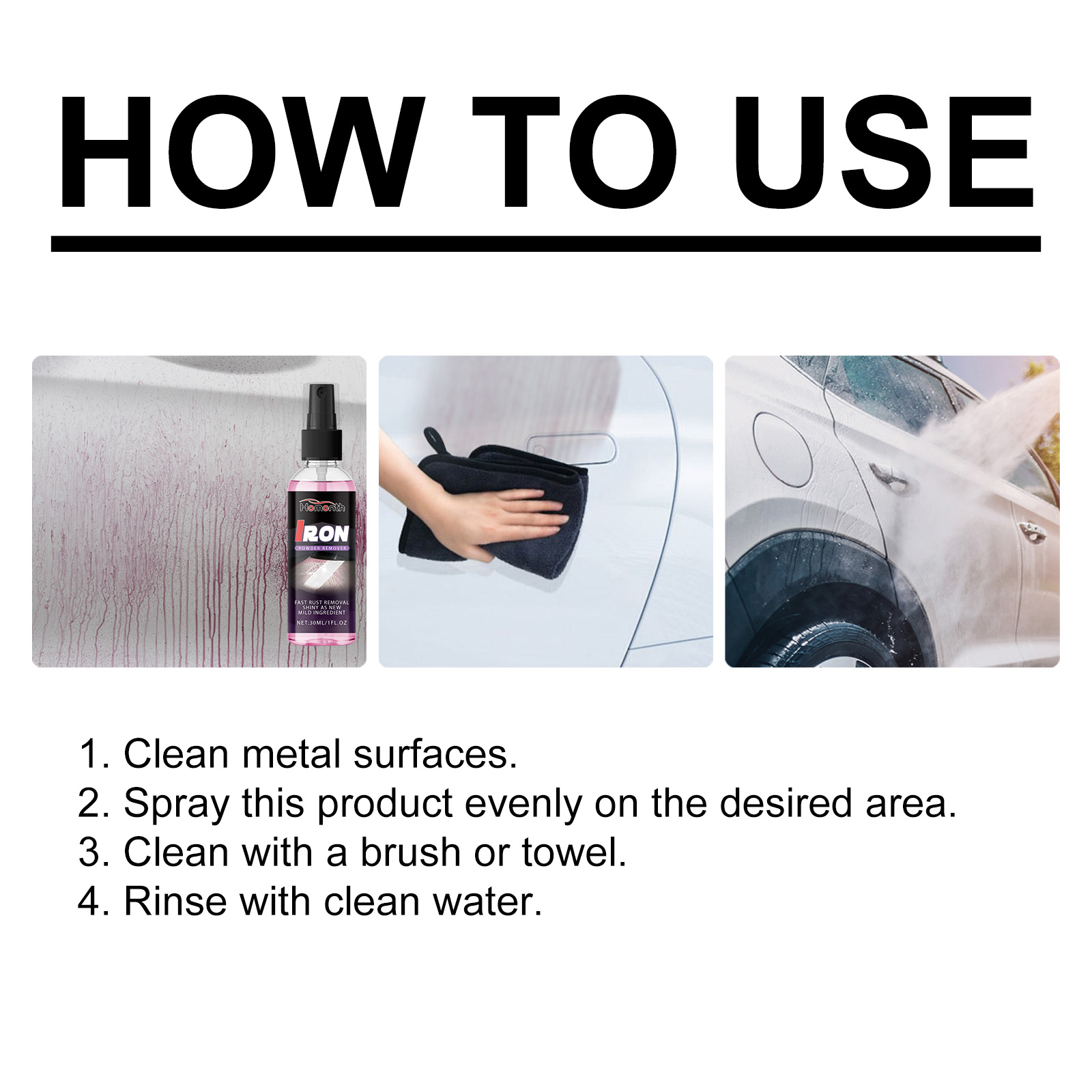 Car Wheel Rust Remover - Fast-Acting Rust Converter for Wheel Hub, Vehicle Body & Metal Surfaces | Degreaser & Polisher Formula