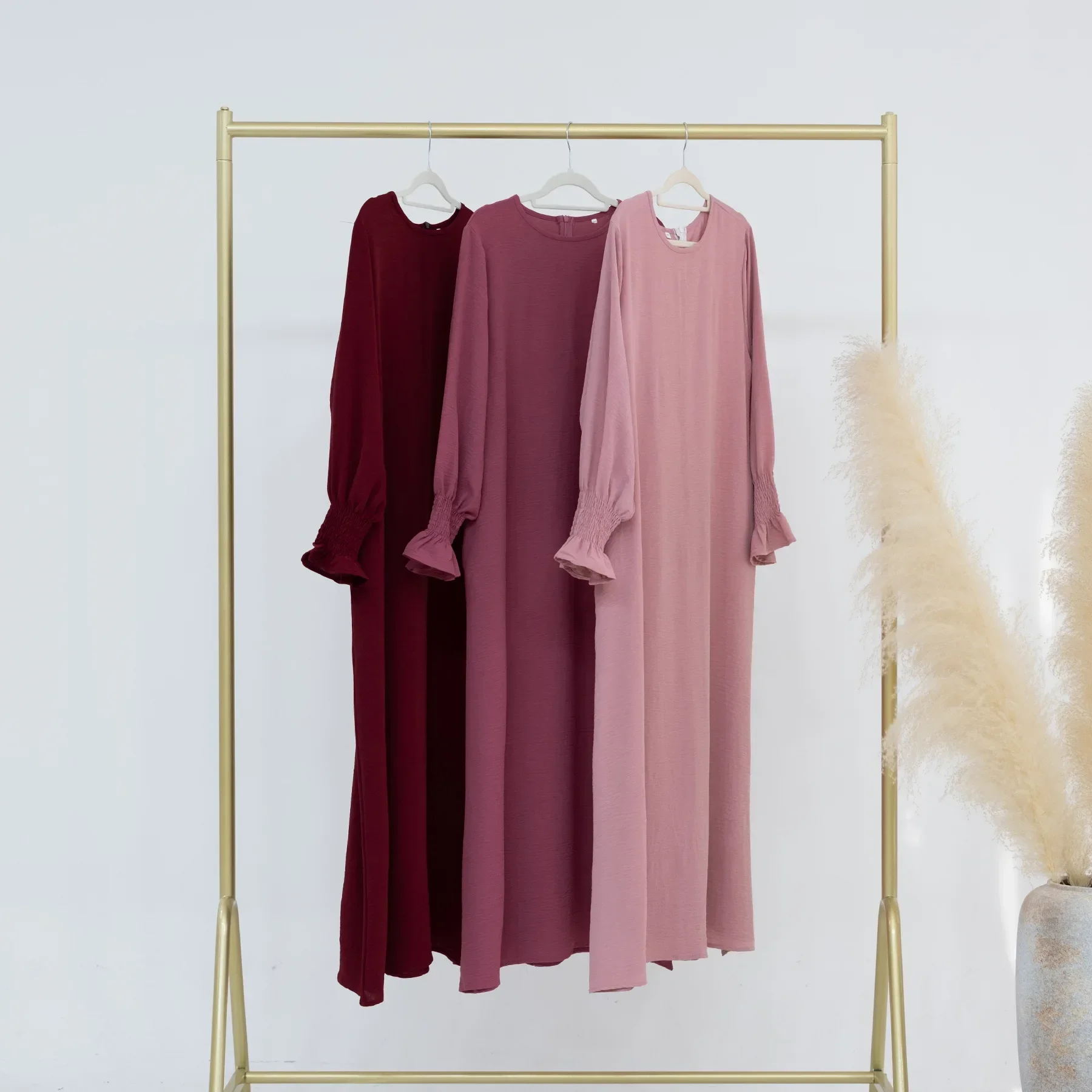 Abaya musulmana para mujer, ropa islámica crepé, vestidos lisos básicos, Vestido largo de Dubái, cafán modesto turco, bata Hijab