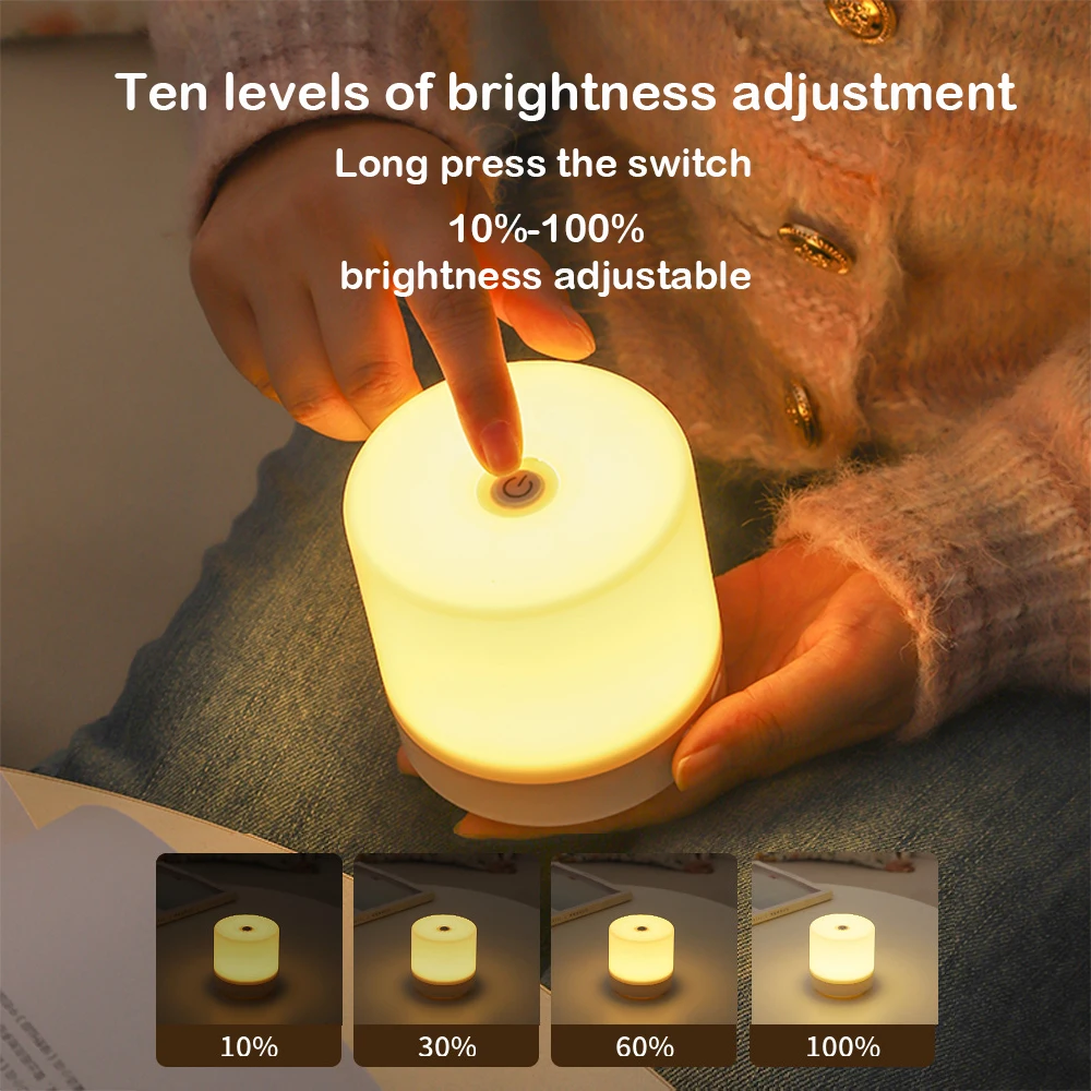 Lámpara de noche USB creativa, lámpara de mesa con atenuación táctil, luz LED nocturna para dormitorio, universidad, lámpara de lectura de libros para estudiantes 2024