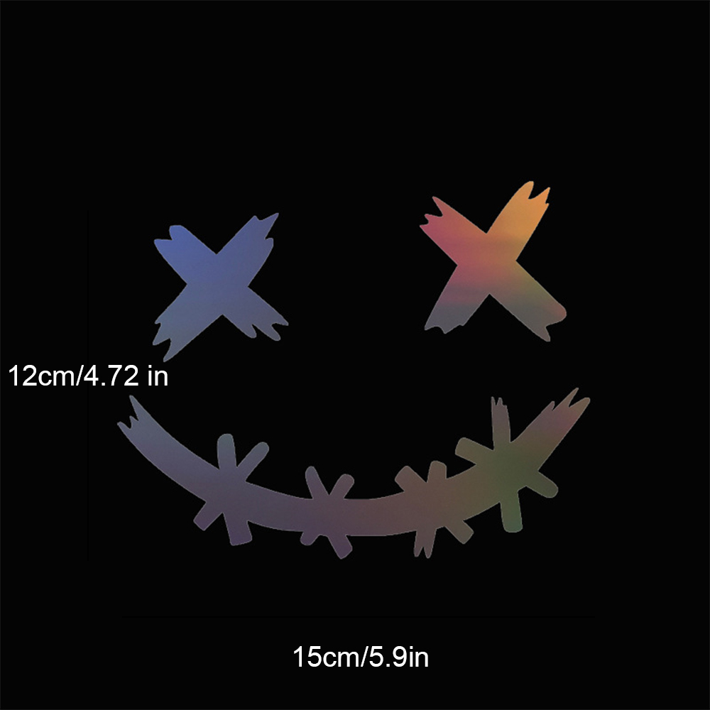 Waterproof Reflective Stickers for Motorcycle Helmet, Demon Smiling Face Decal, Auto Body Decoration, Car Sticker, Laser