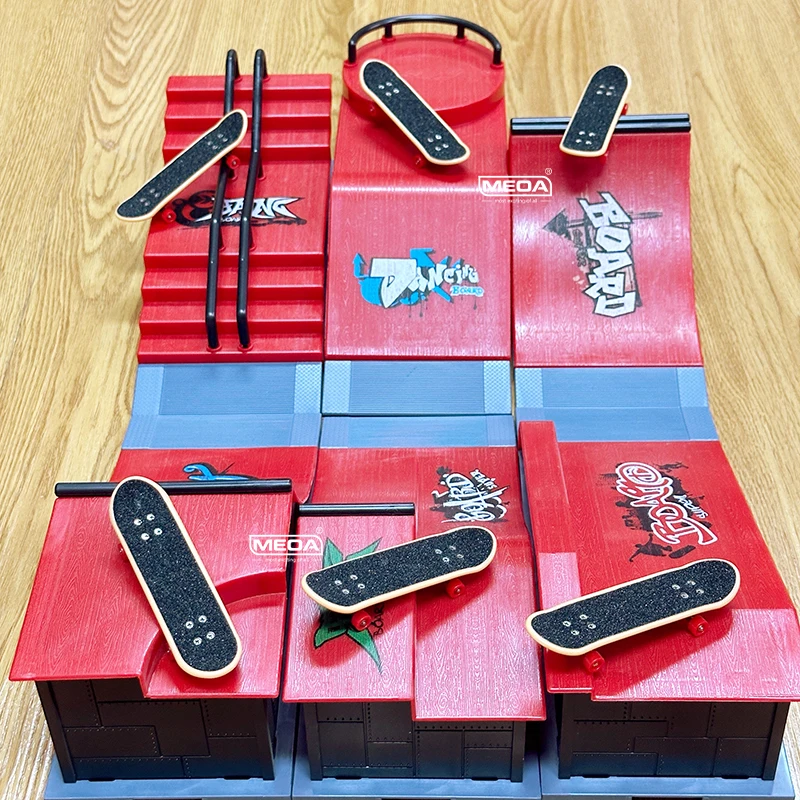 Finger Skatepark 10-in-1 Set Professional Tech Practice Deck Platform Stunt DIY Finger Skateboard Assemble Ramp Park Kits Toys