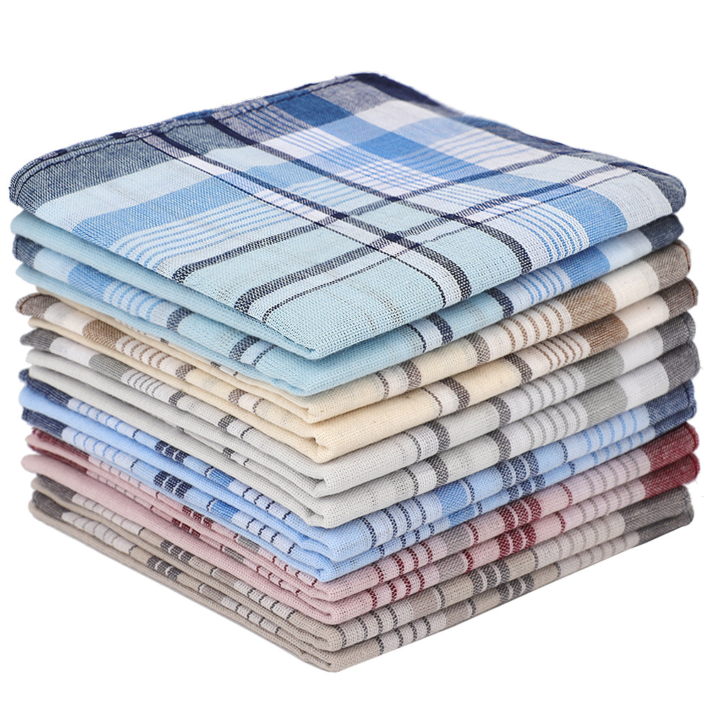 6 Stück reine Baumwolle Taschentuch Herren Plaid Classic Wipe Sweat Business atmungsaktives Schweiß