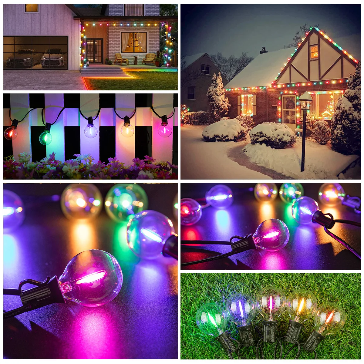 Waterproof String Light G40 Led Colored Filament Bulbs 1W E12 RGB EU US Plug Connectable Birthday Garden Fairy Party Decorations