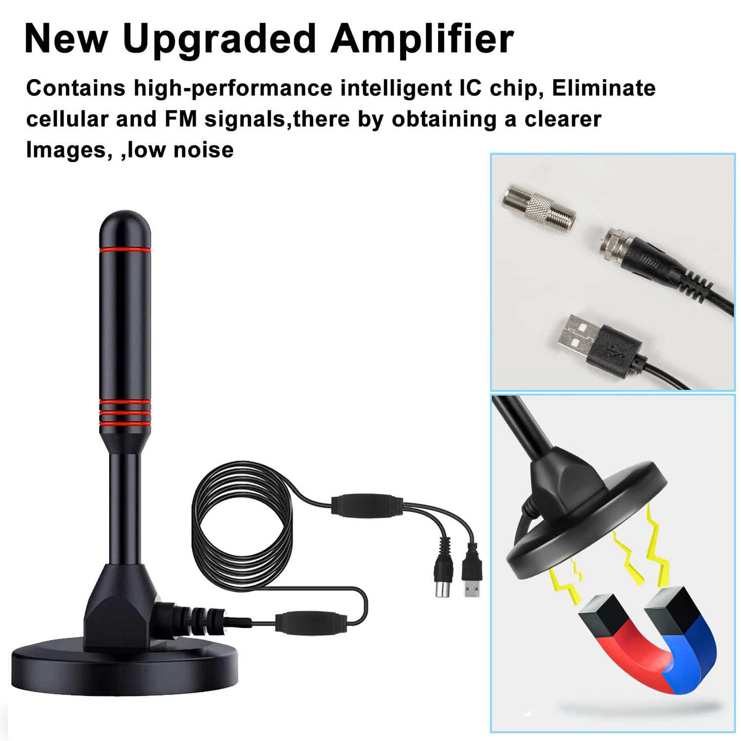 HDTV Antenna with Amplifier VHF/UHF dab Receiver DVB-T DVB-T2 Free View Indoor Smart TV Antenna