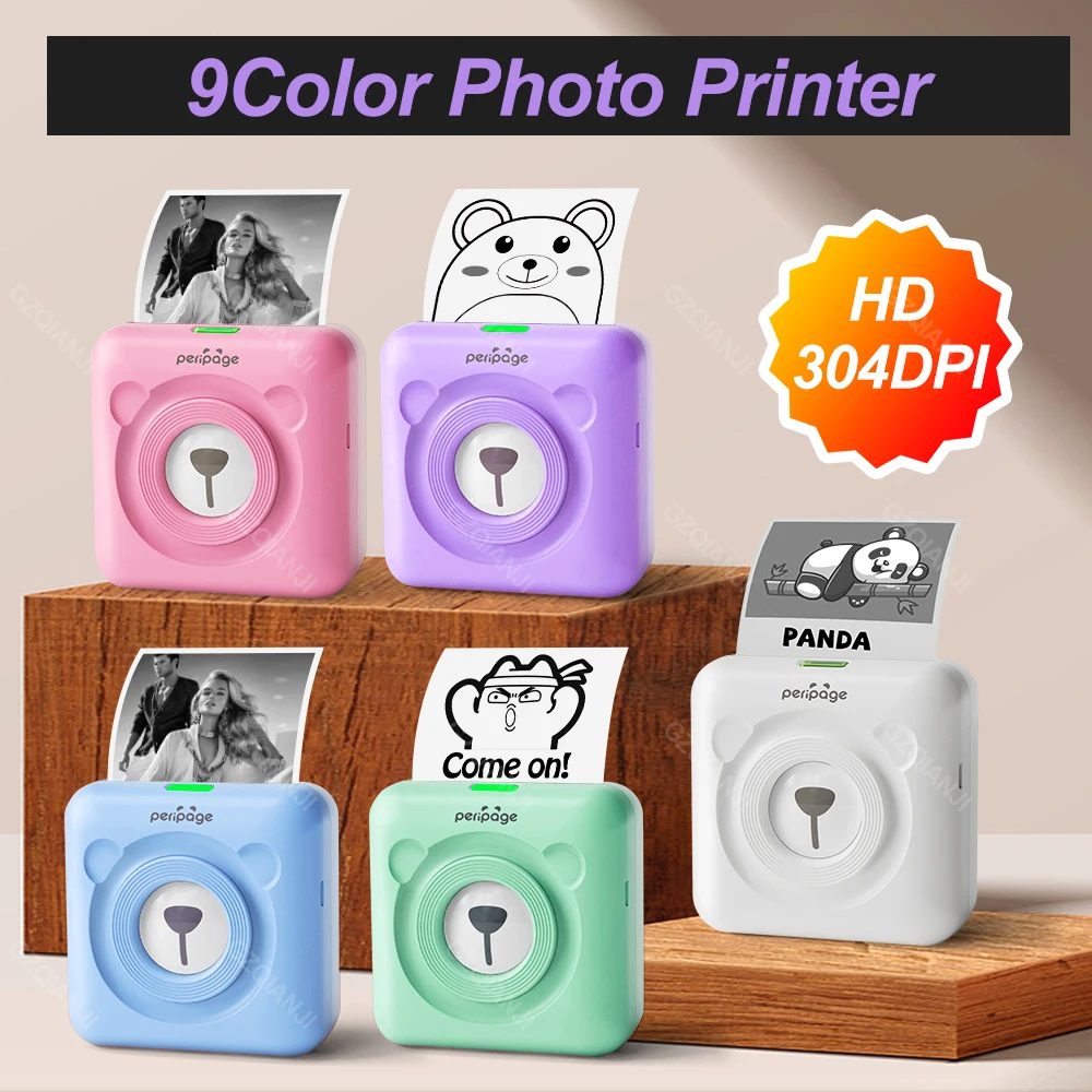 7 kleuren Peripage A6 304 DPI Mini Fotoprinter Notities Sticker Label Drukmachine Bluetooth Draagbare Draadloze Printer Marker