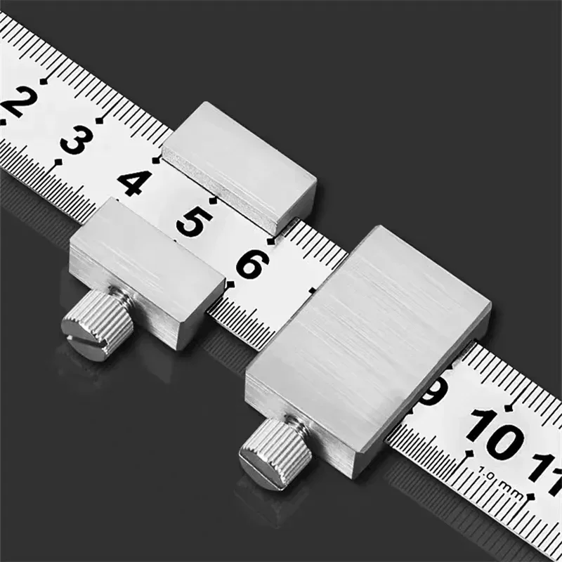 New Protable Accurate positioning Woodworking Tools Carpentry Steel Ruler Positioning Limit Block Measuring Marking Gauge
