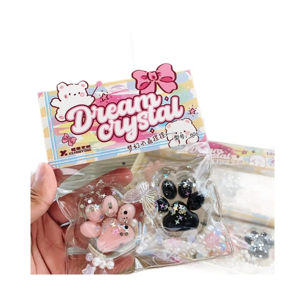 Squishy Cat Paw Pinch Fidget Toy Slow Rebound Stress Relief Toys Transparent Cube Blingbling Squeeze Toy Gift for Kids