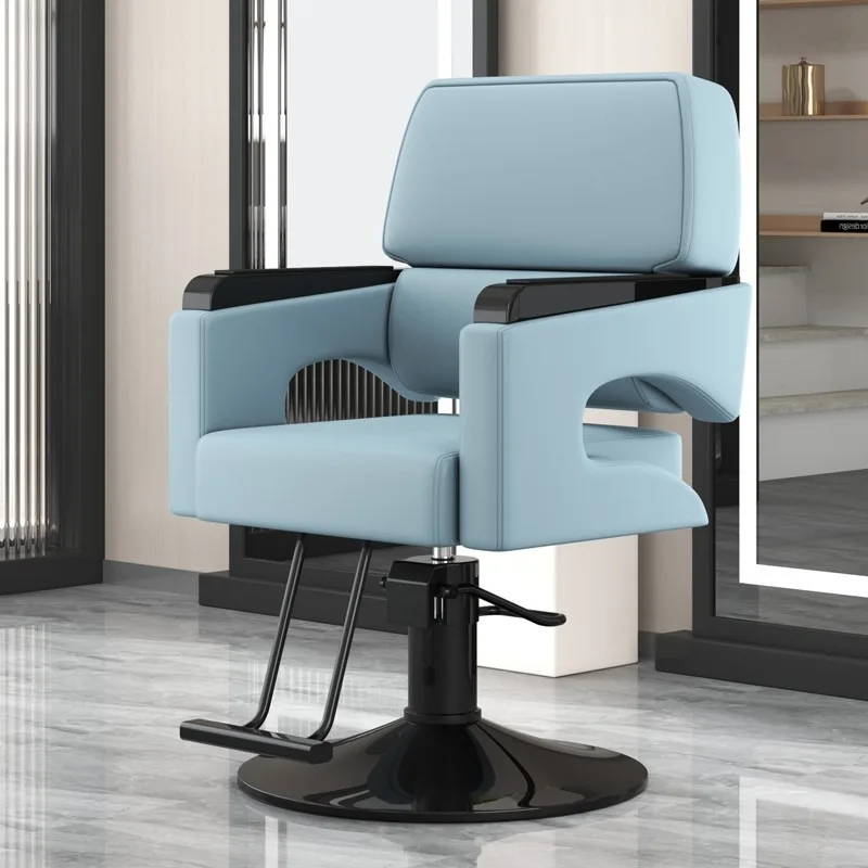 Sedia da salone professionale Sedia da styling idraulica regolabile con base in acciaio inossidabile Cuscino ad alta densità Bellezza moderna da barbiere