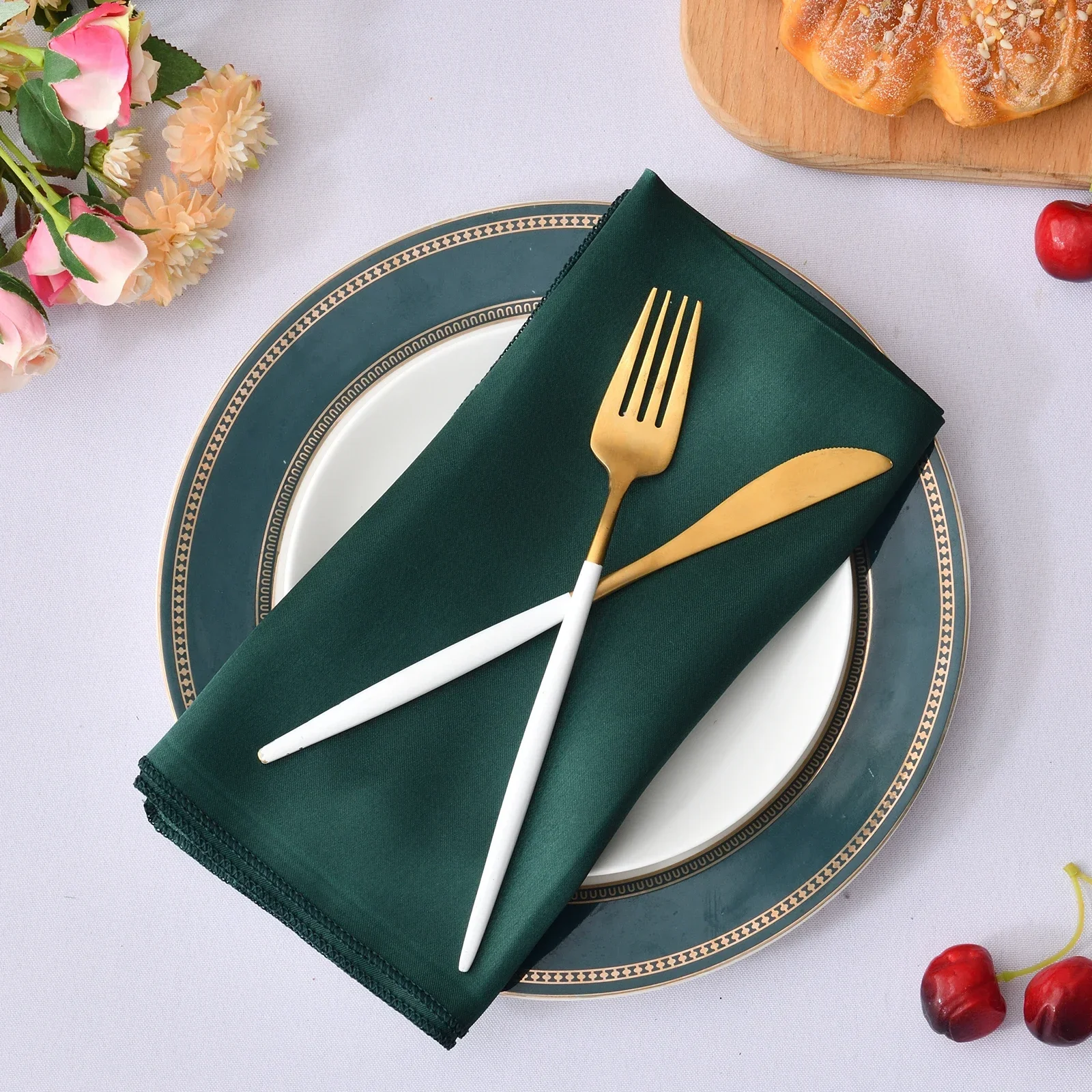 12 Chiếc 30X30cm Satin Bàn Khăn Ăn Mềm Mại Khăn Tay Lãng Mạn Tiệc Bàn Vuông Khăn Ăn Bữa Tiệc Tối Trang Trí