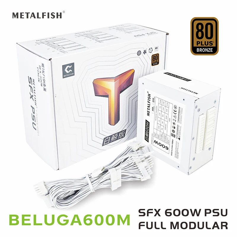 METALFISH SFX 80Plus Bronze 500/600/750W White Power Supply Full-Modular For Mini ITX Chassis Small Computer Case 100/220V Input