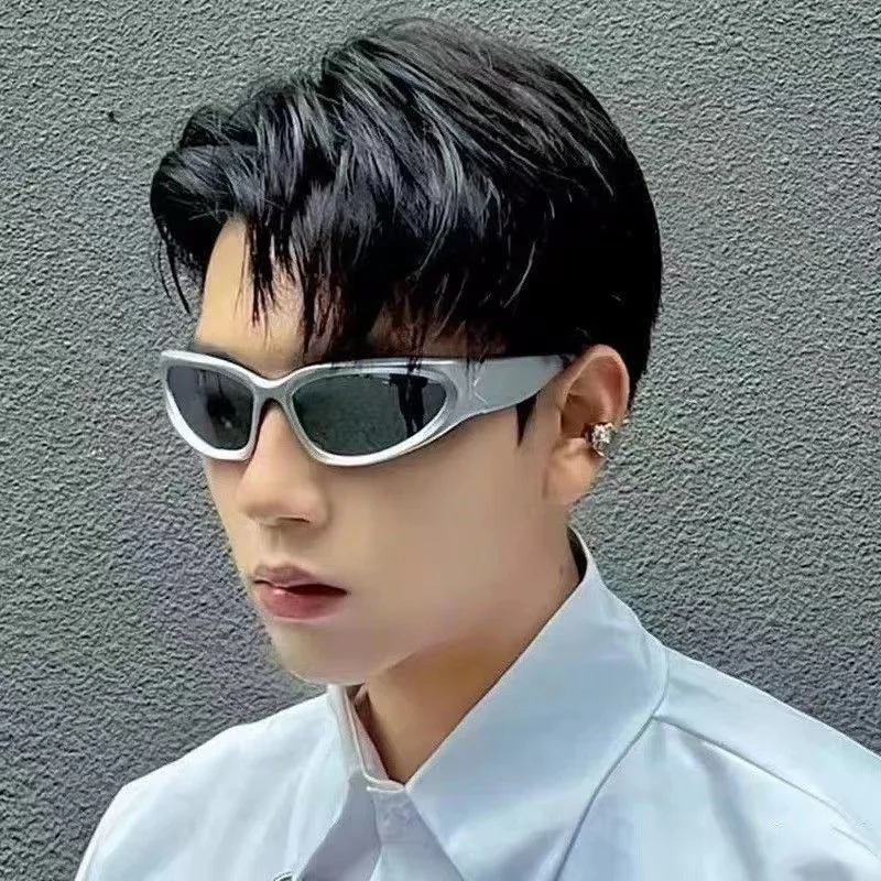 Recién llegado, gafas de sol populares para mujer, gafas de sol Punk, gafas de sol ovaladas únicas, gafas de sol para hombre, gafas de espejo coloridas Y2K
