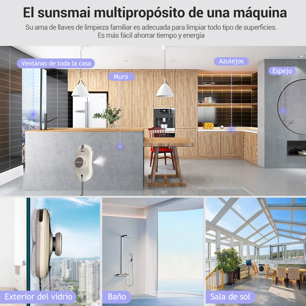 SUNSMAI-Robot de limpieza de ventanas, aspirador automático de vidrio con pulverizador de agua, máquina de limpieza de paredes de vidrio con Control remoto