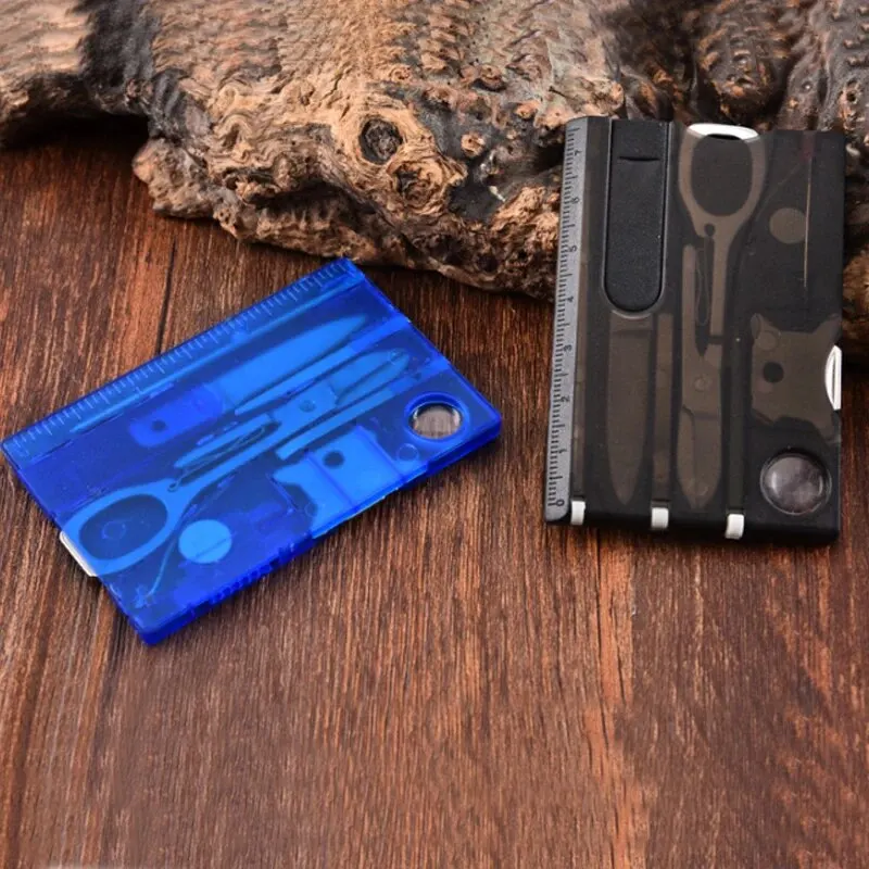 Outdoor Camping Multifunctionele Zwitserse Zakmes Kaart Combinatie Multifunctioneel Survival Tool Schoonheidspak met Lamp Tool Card.