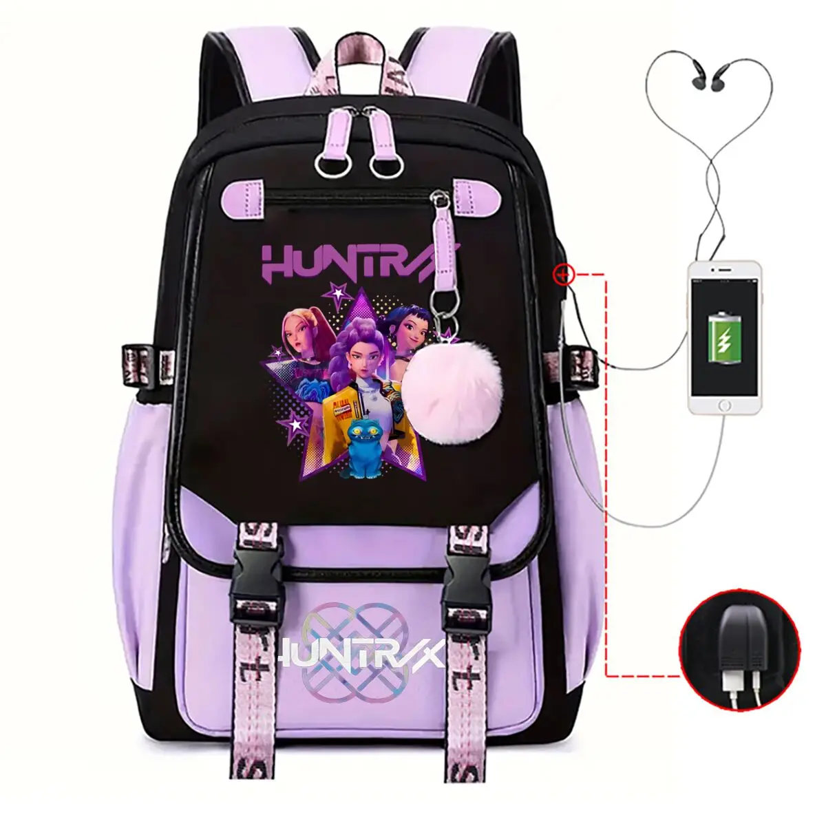 Zaino scolastico per studenti KPop Movie Daily Bagpack 2025 Zaini con stampa cinematografica calda per borsa porta USB per laptop ragazza ragazzo
