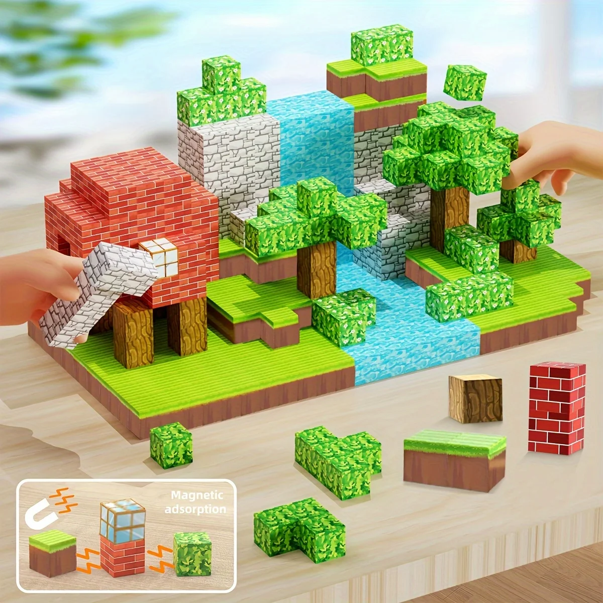 อัพเกรด Magnetic Building World Blocks ของเล่นสร้างโลกชุดสําหรับชายหญิง STEM Montessori Sensory Cubes สําหรับเด็กวัยหัดเดิน