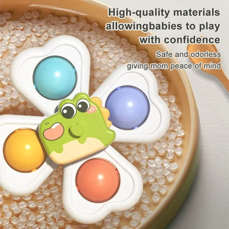 3 in 1 흡입 컵 아기 게임을위한 회전 탑 장난감 유아 Teether 릴리프 스트레스 교육 회전 딸랑이 목욕 장난감 어린이를위한