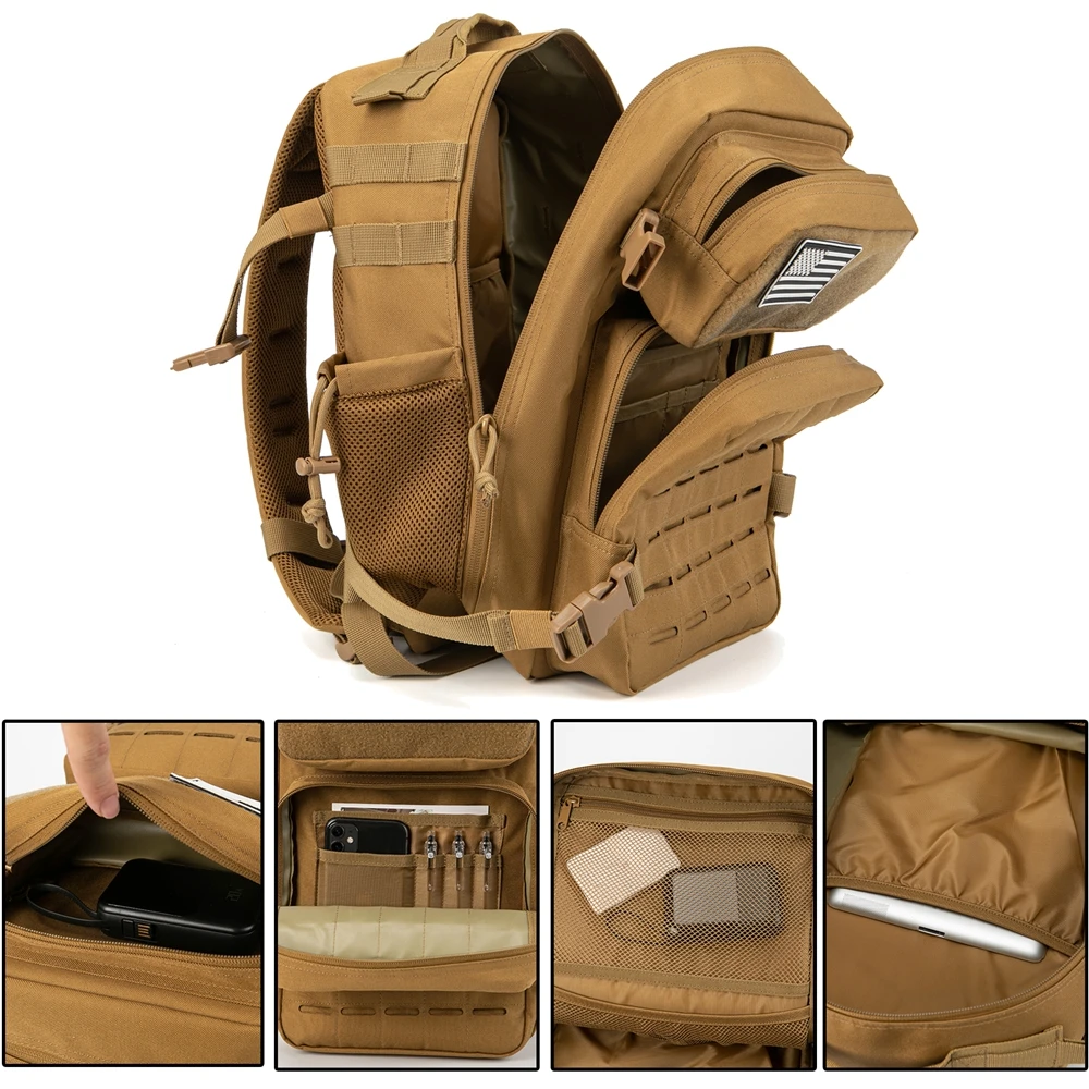 25L 戦術的なバックパックアウトドアバッグフィットネス MOLLE バックパックジム女性/男性 EDC ハイキングサバイバルリュックサック魔女ボトルホルダー