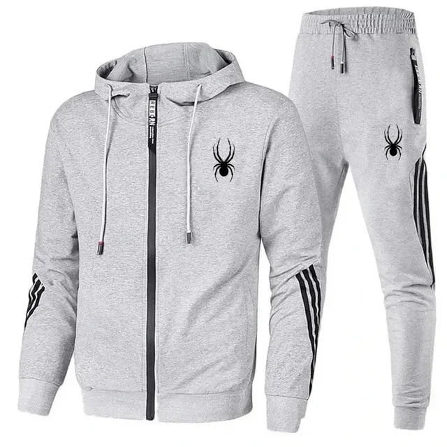 Neues lässiges Sport-Set für Herren im Frühling und Herbst, modische Herren-Reißverschlussjacke + schmale Hose, zweiteiliges Set