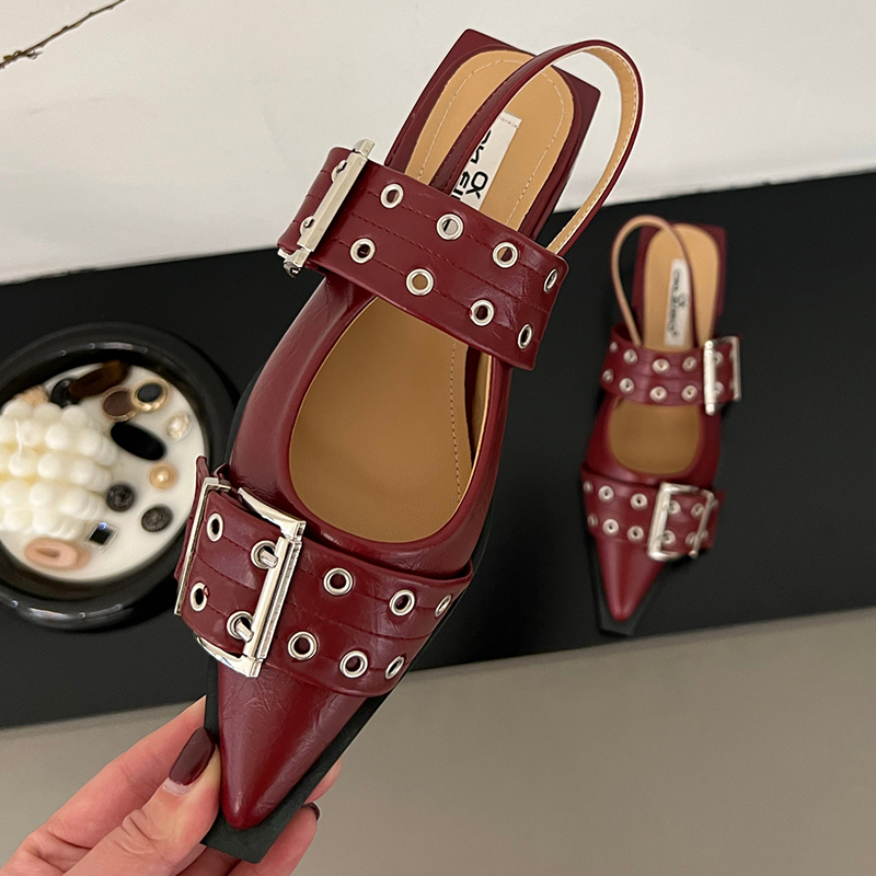 ผู้หญิงแบนรองเท้า 2025 Designer Luxury BUCKLE แฟชั่นสุภาพสตรีรองเท้า Slingback Pointed Toe Casual หญิงรองเท้าแตะล่อ